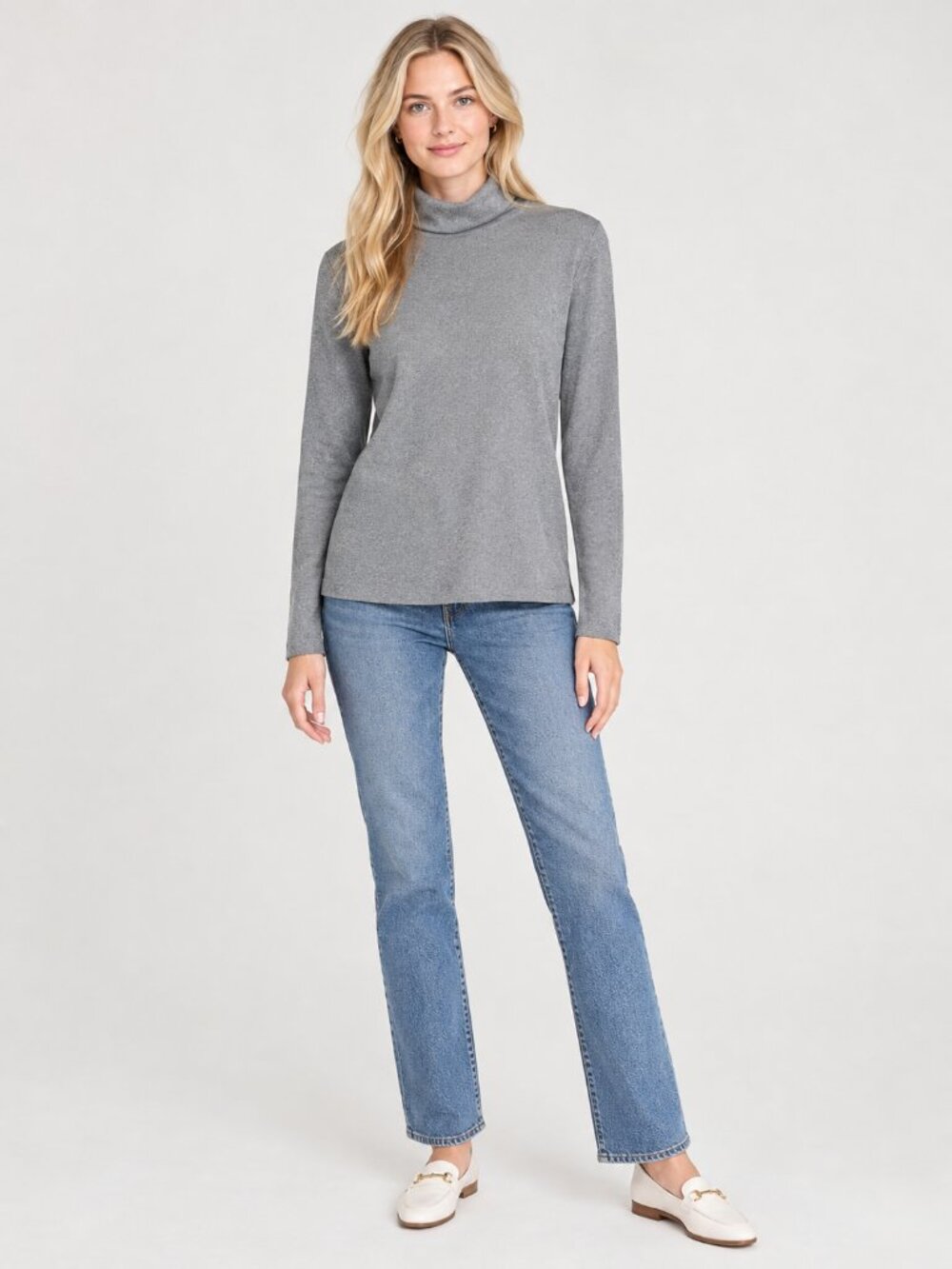 2/$30 Chico's Mock Neck Sweater Asphalt Gray 16 #A5154